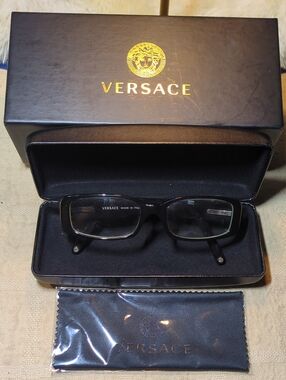 Vintage - Retro Style #3107B Versace Black Rectangular Designer Eyeglasses $125